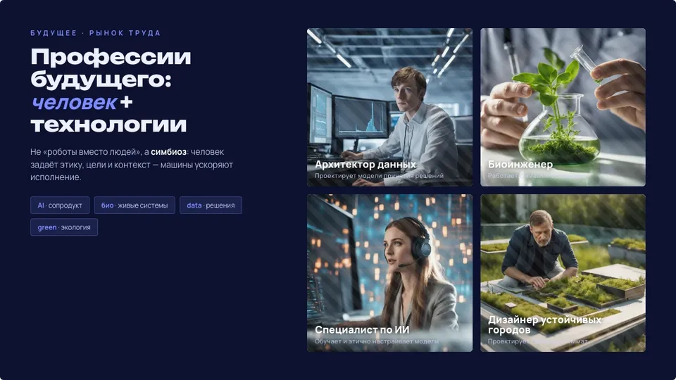Пример слайда «Профессии будущего»