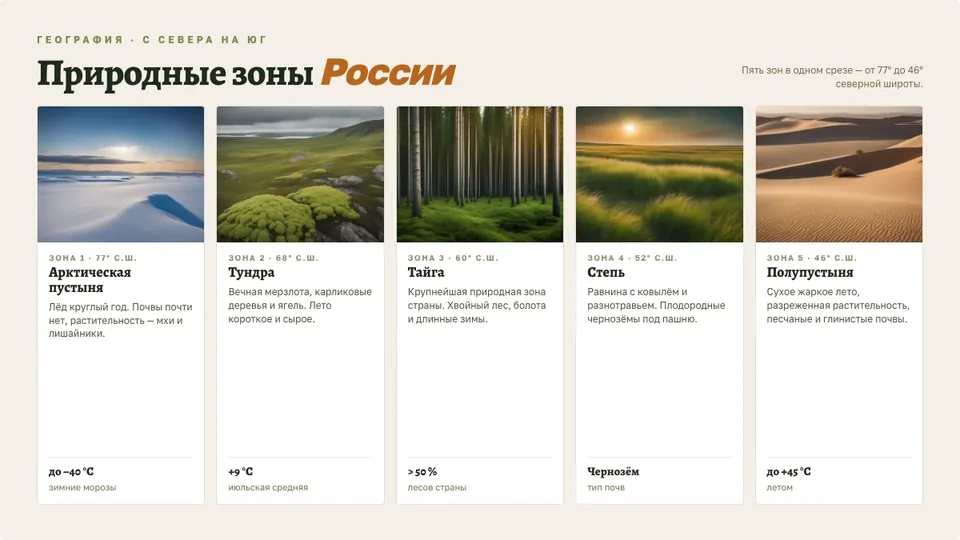 Пример слайда «Природные зоны России»